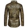 Мужская бронзовая рубашка с леопардовым принтом, осенняя однобортная рубашка с длинными рукавами и лацканами, приталенная рубашка