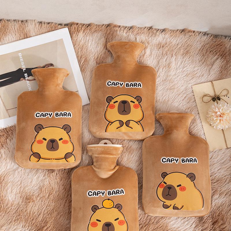 300/500/1000 мл Милая мультяшная капибара Бутылка для горячей воды Наполнение водой Маленькая портативная Студенческая грелка для рук Милый мягкий теплый мешок для воды