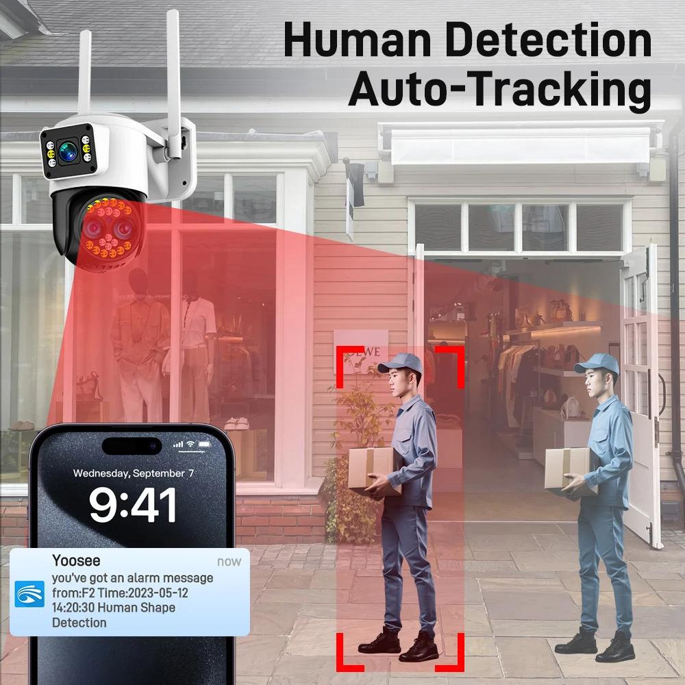 4K 8MP IP камера WiFi наружная водонепроницаемая 10x зум 4G беспроводная камера Yoosee тройной объектив двойной экран голосовой цветной ночное видение CCTV