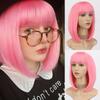 Женский косплей розовый короткий боб прямой парик с челкой из синтетического волокна повседневная одежда косплей розовый парик длиной до плеч