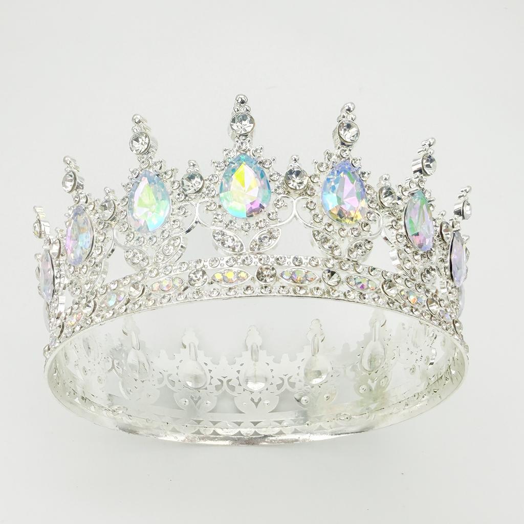 Full Circle Crown Tiara Colorful Baroque Retro Full Diamond Jewelry Wedding Accessories Crown Bridal Crown