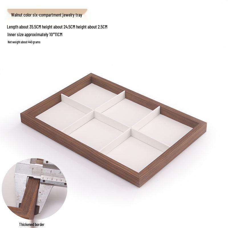 Шкатулка для украшений из орехового дерева с белой кожей и крышкой, пыленепроницаемое хранилище для серег, колец, ожерелий и браслетов.