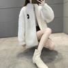 Winter Lady Coat Thickened Double-sided Faux Fleece Solid Color Stand Collar Neck Protection