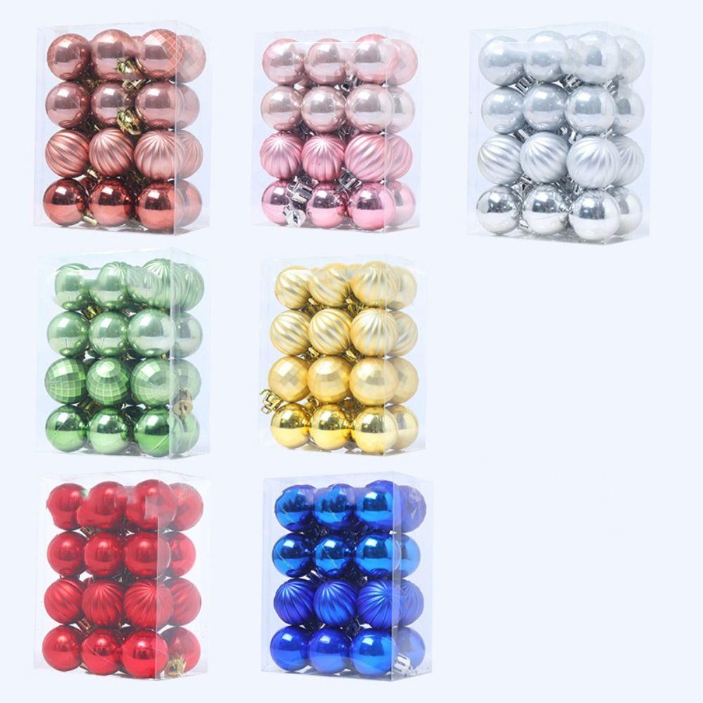 24pcs Crafts 3cm Christmas Ball Set Creative Waterproof Christmas Tree Pendant Delicate Painted Hanging Ornament Room