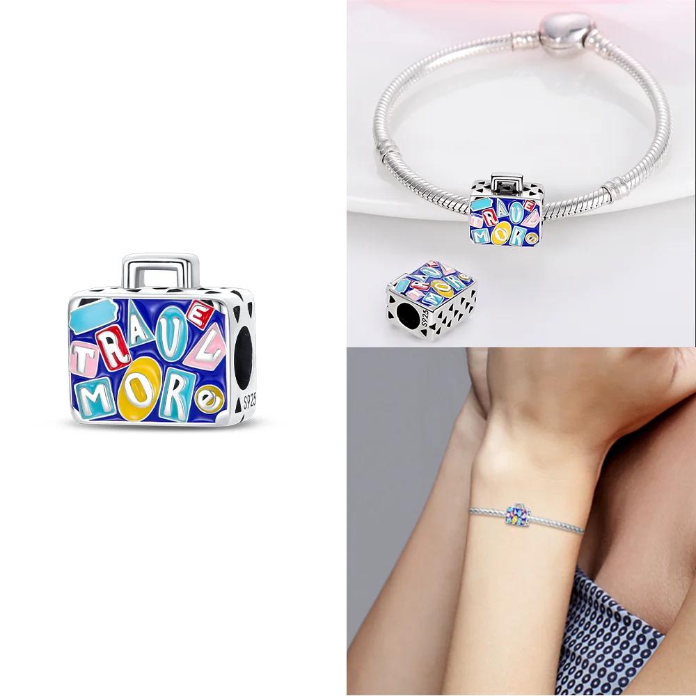 Подвески Шармы Бусины Оригинальные Медные Розовые Высокие Каблуки Чемодан Девочки Самолет Подходят Браслет Изящные Женские DIY Праздничный Подарок