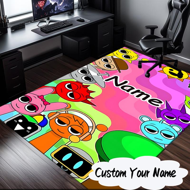 Custom Name Sprun-ki Tree Characters Rug for Living Room, Game Rooms, Office, Bedroom, Floor Mat Playful Design, fan gifts Christmas decor