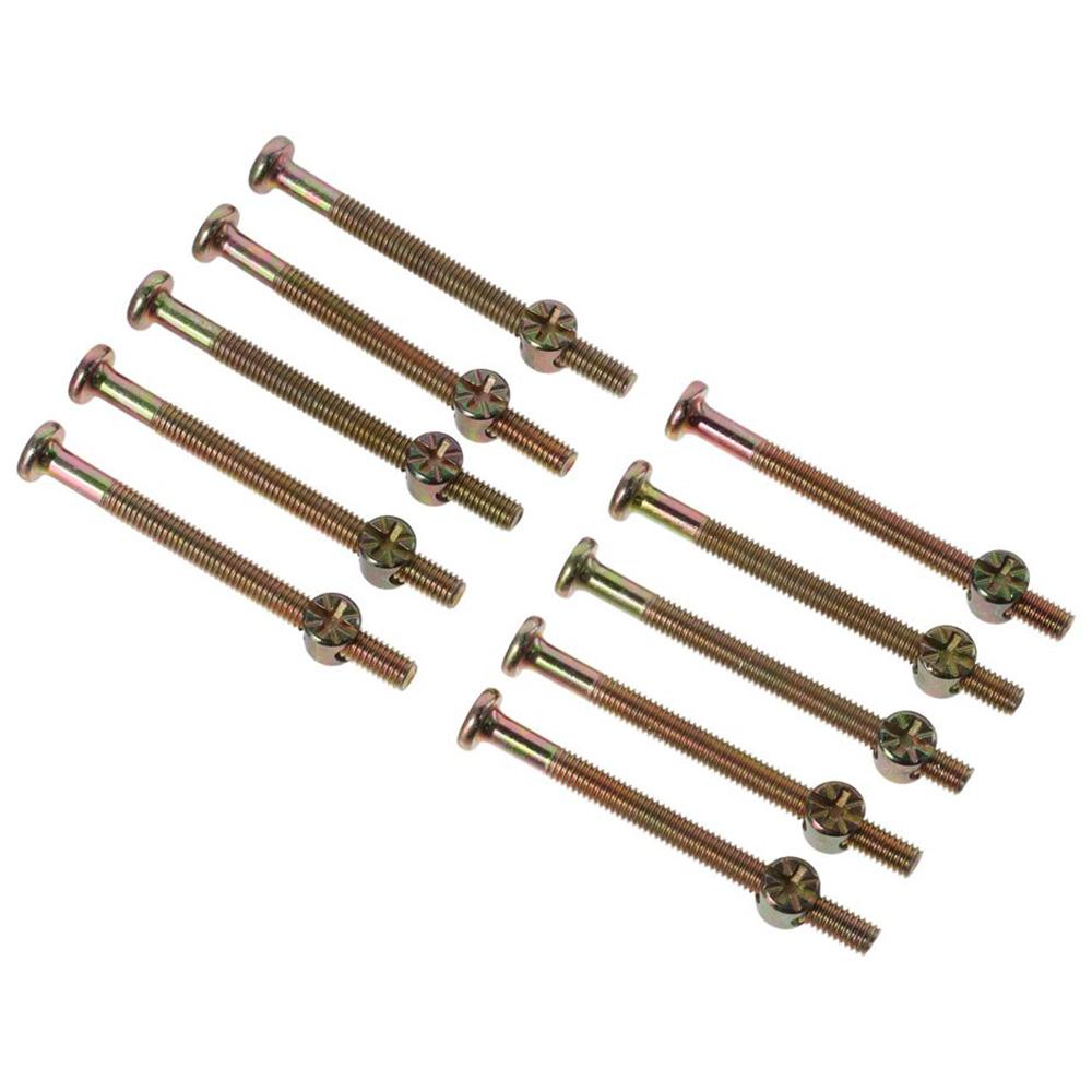 10PCS Yellow Bolt Nut Set Carbon Steel Cross Hole Nut Durable Hex Socket Screw Furniture