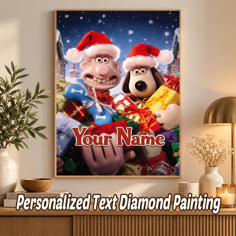 Wallace & Gromit Custom Name Text 5D Diamond Painting Kit DIY Full Drill Diamond Art Decoration