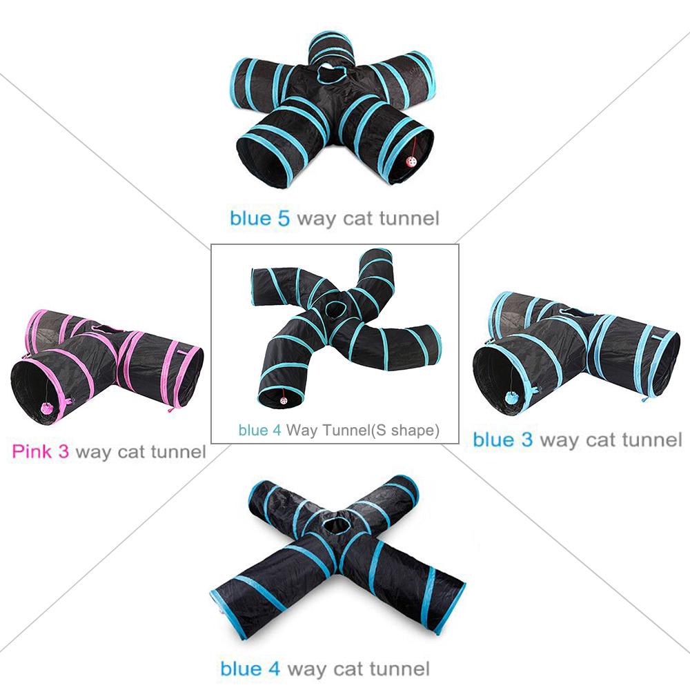 Cat Tunnel 4 Way Pet Play Tunnel Collapsible Tunnel Toy for Cats Dogs Rabbits Pets