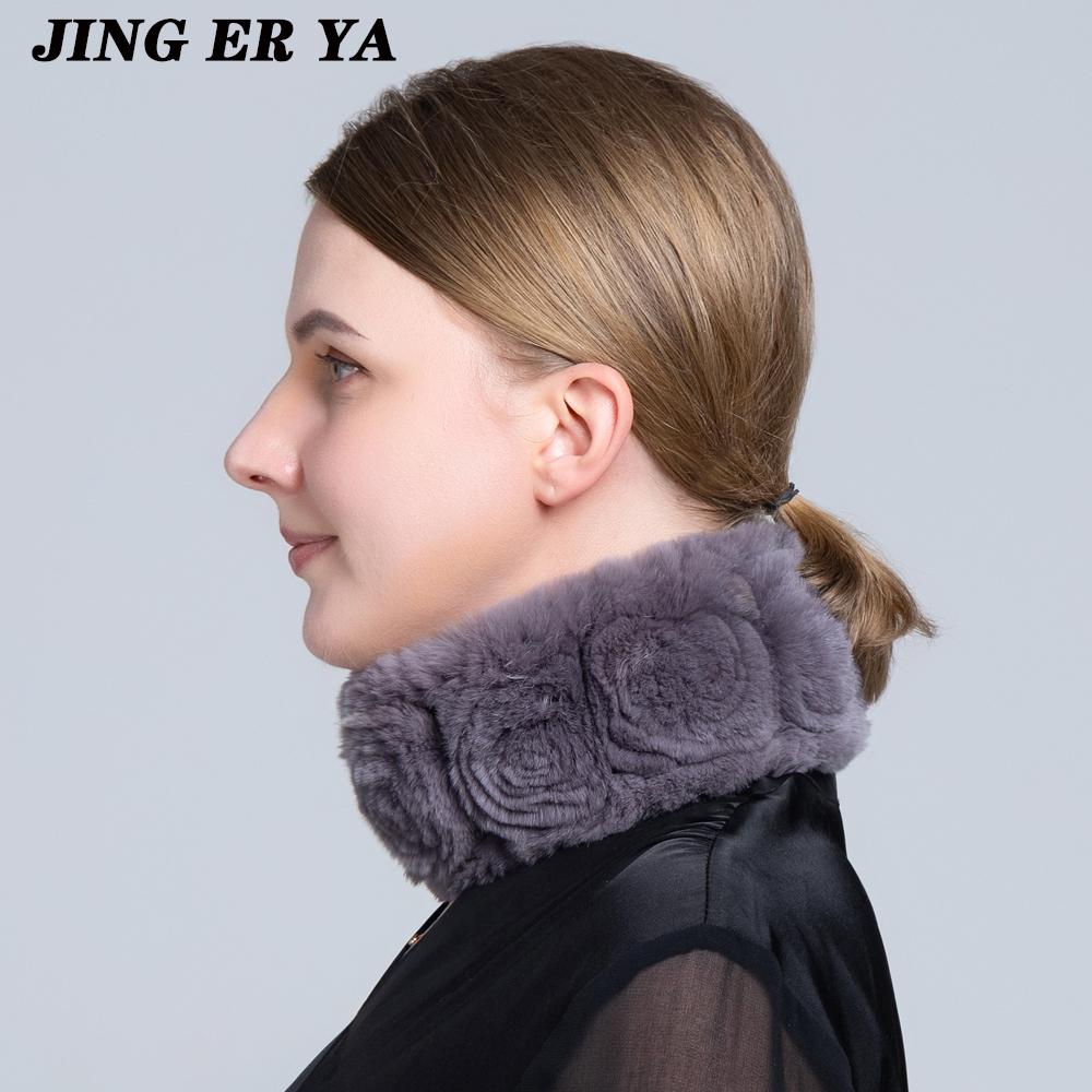 JINGERYA женский натуральный мех ручной работы эластичный меховой шарф вязать из натурального меха кролика рекс повязки на голову для девочек натуральный мех кольцо капюшон снуд шарфы зимние