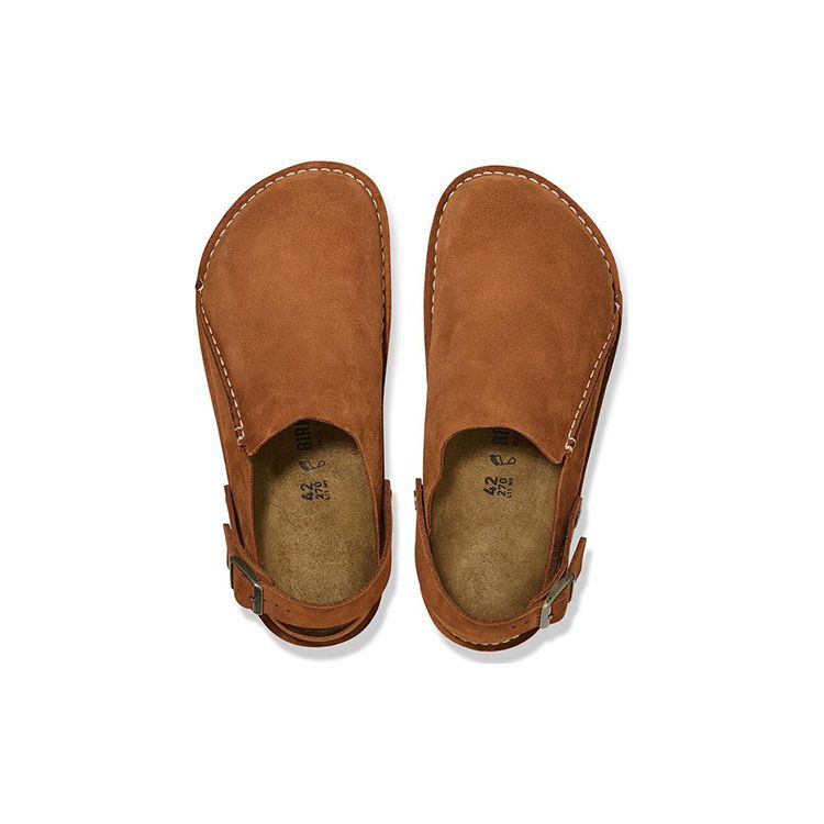 Birkenstock Lutry Замшевые Круглый Носок Пряжка Повседневная Обувь Унисекс Обувь Коричневый 1025335