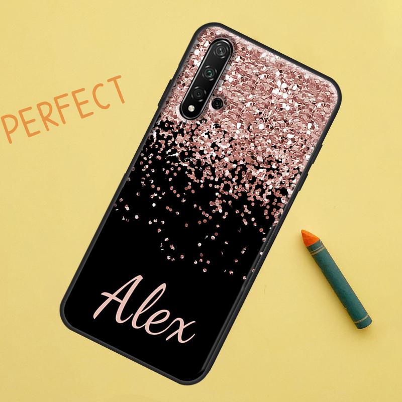 Bling Personalised Name Plating Case For Huawei Nova Y90 Y70 Y61 Y60 9 10 SE Nova 5T 11i 8i 7i 3i P20 P40 P30 Lite P60 Pro