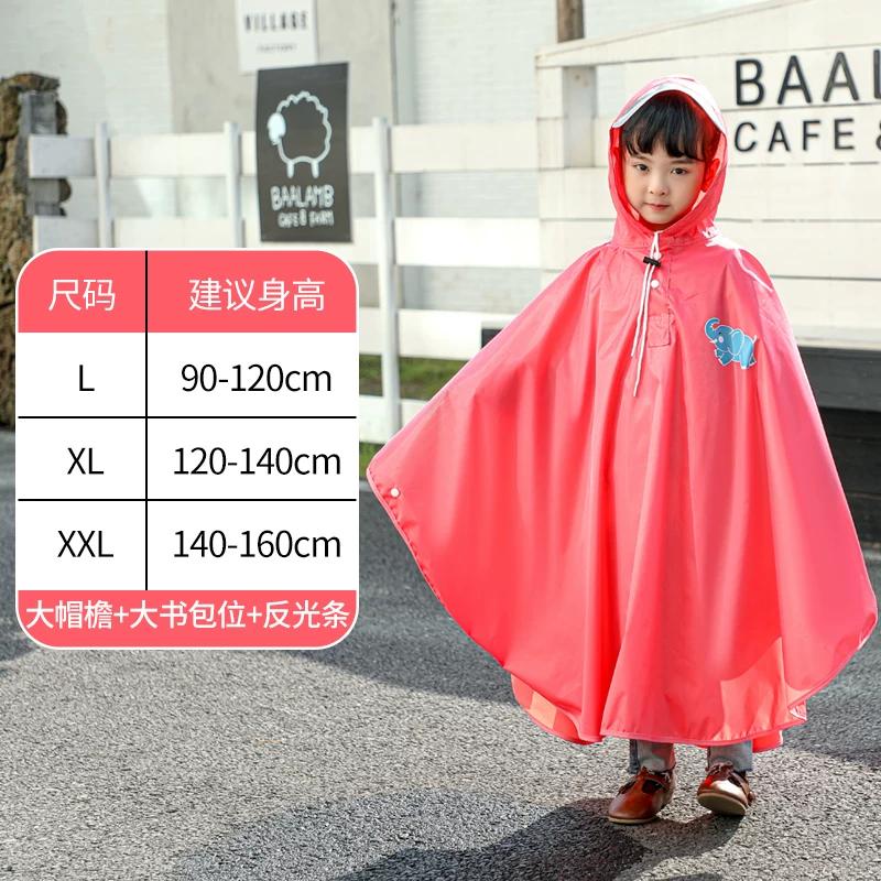 Children's Raincoat Cape-Style Boys and Girls Kindergarten Baby Primary School Students Older Children Raincoat with Schoolbag Seat School Poncho