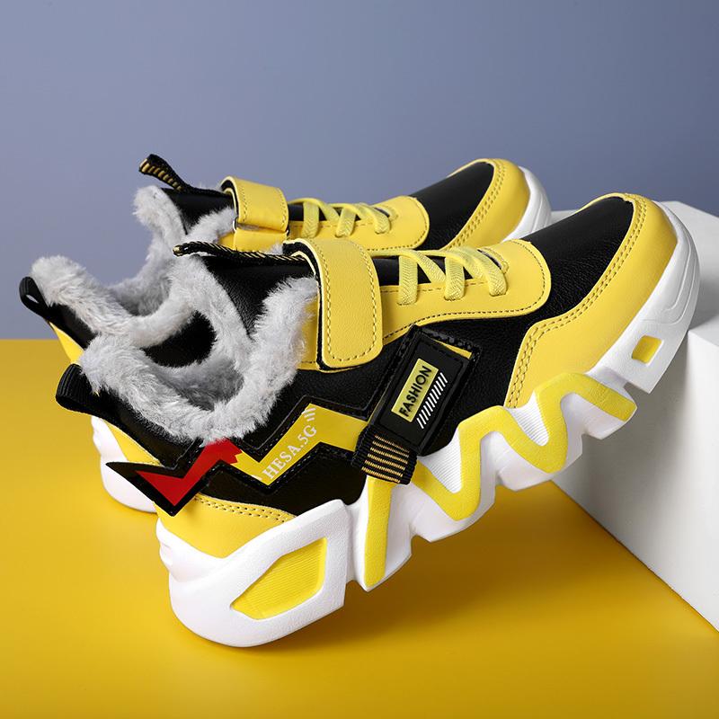 Детские теплые зимние сапоги. Детская зимняя хлопчатобумажная обувь. Нескользящие теплые плюшевые сапоги на открытом воздухе. Теплая меховая обувь с высоким берцем. Водонепроницаемые теплые кроссовки.