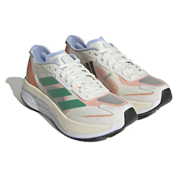 Adidas Adizero Boston 11 White Tint Court Green Women Sneakers Coral-Fusion HQ3697
