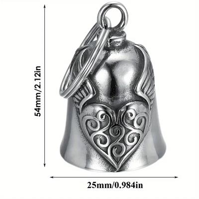 1 шт. Подвеска-колокольчик для мотоцикла "Сердце с крыльями" Стиль "Счастливый колокольчик" Колокольчик для езды Колокольчик на удачу Ретро Декорация - колокольчик безопасности для мотоцикла
