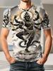 Men'S Polyester Short Sleeve T-Shirt with Vajrapani Bodhisattva Print, Mythical Deity Graphic Tee, Retro Oriental Style Top, Breathable Casual Shirt
