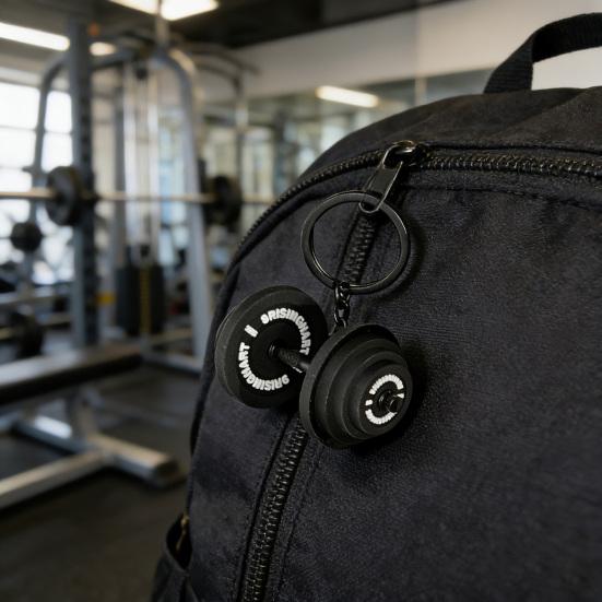 Брелок Подвеска Легкий Прочный Мягкая Резина Металл Дизайн Гантели Съемный Шарм для Фитнес-Сумки Держатель для Ключей Спортивный Подарок Аксессуар