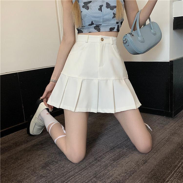Плиссированная юбка, анти-юбка, женская летняя академическая короткая юбка трапециевидной формы с высокой талией