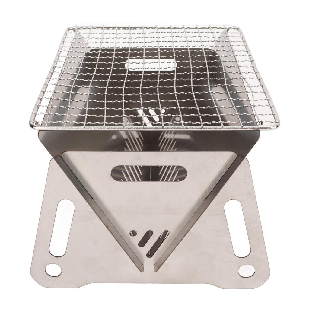 Folding BBQ Grill Heat Resistant Stainless Steel Collapsible Charcoal Grill Camping Grill with Ventilation Holes