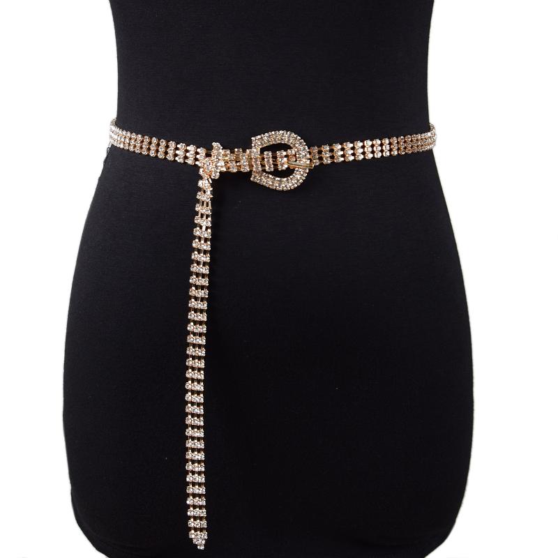 Chic Rhinestone Waist Chain Belt For Women Heart Shaped Buckle Thin Design For Dresses And Party Wear