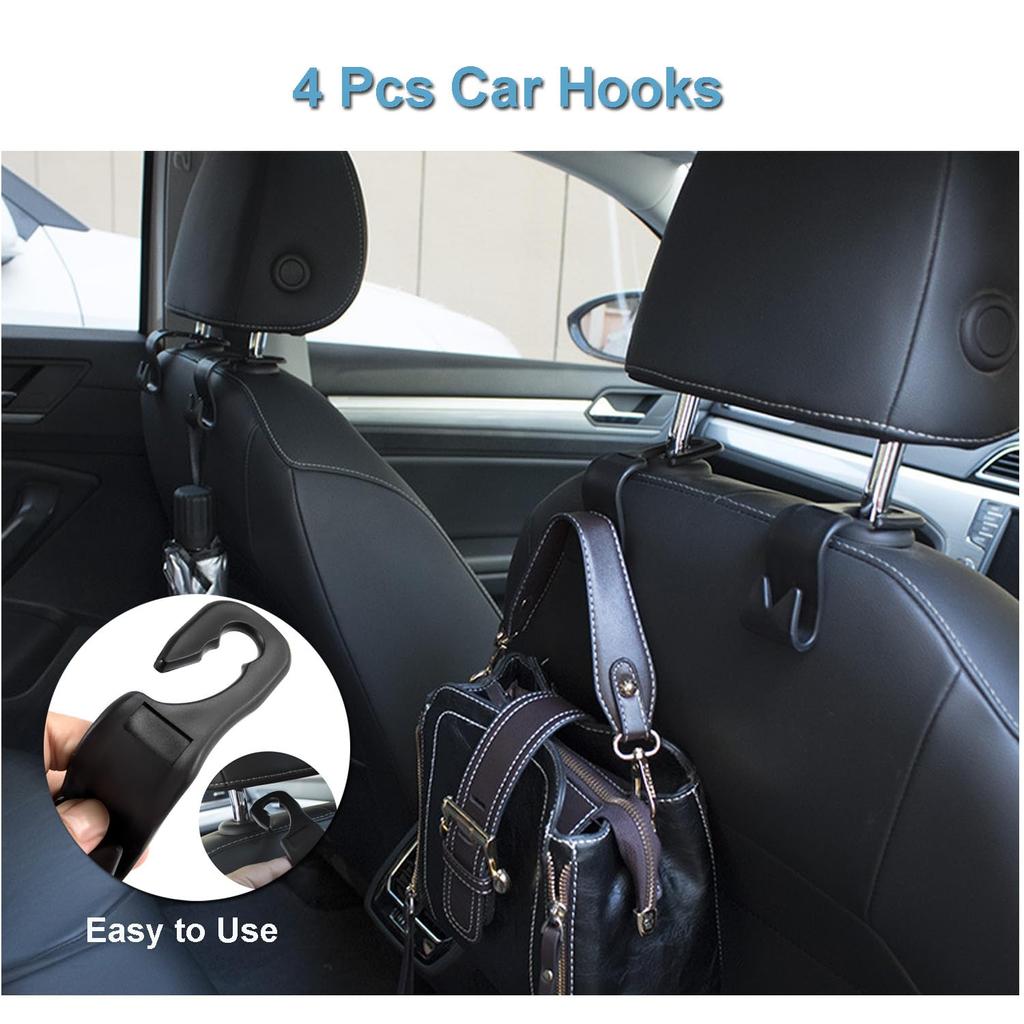 Kitbest (2 Pack Car Trash Can Bin With Lid, 120 Pcs Trash Bags And 4 Pcs Car Hooks. Mini Car Garbage Can, Dustbin Can Organizer Storage For Front