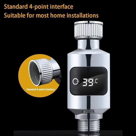 Yousheng Showerhead Thermometer Waterproof LED Digital Display High Accuracy 0.5 Degrees Celsius Anti-scald Shower Thermometer