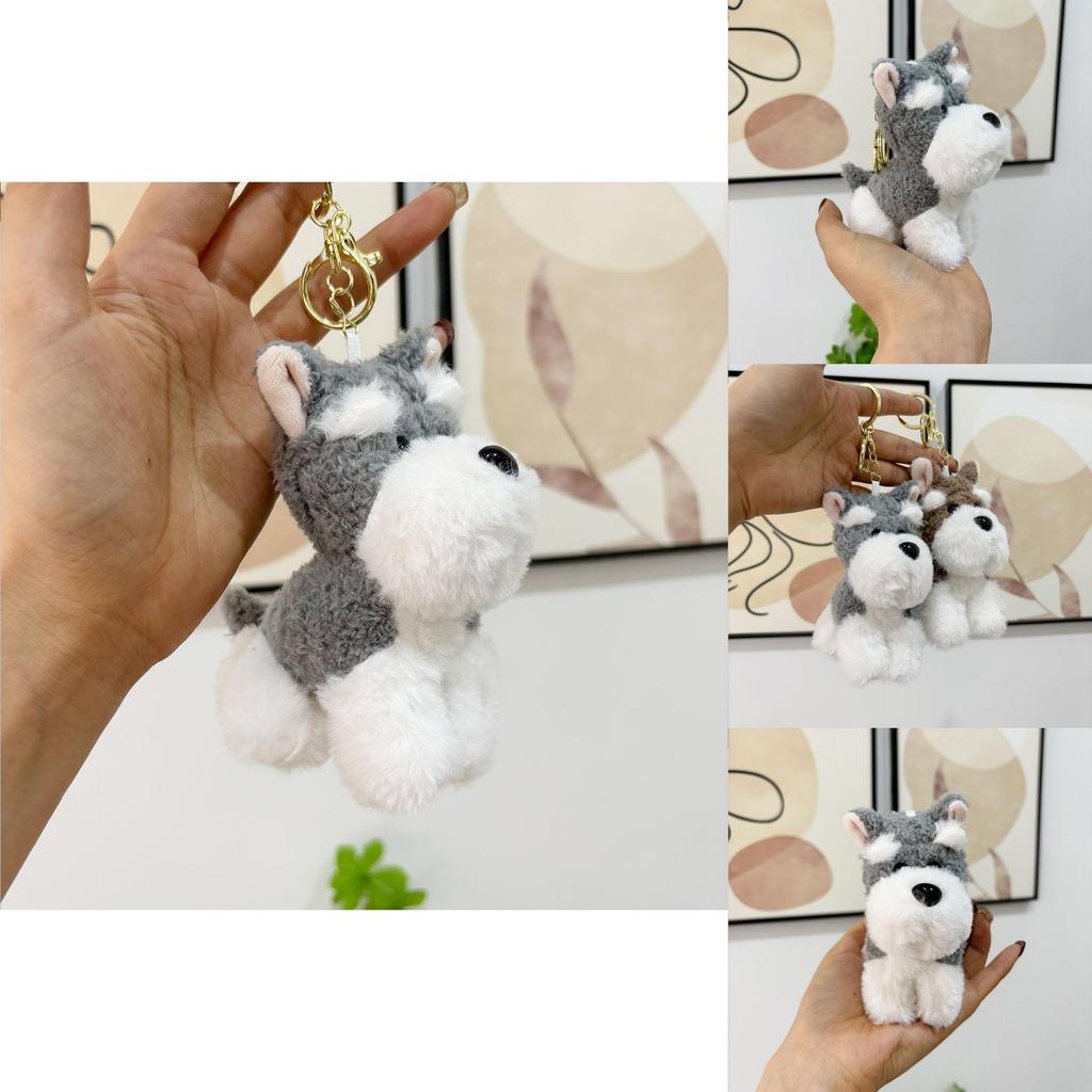 Adorable Schnauzer Plush Keychain Cute Dog Stuffed Animal Bag Charm