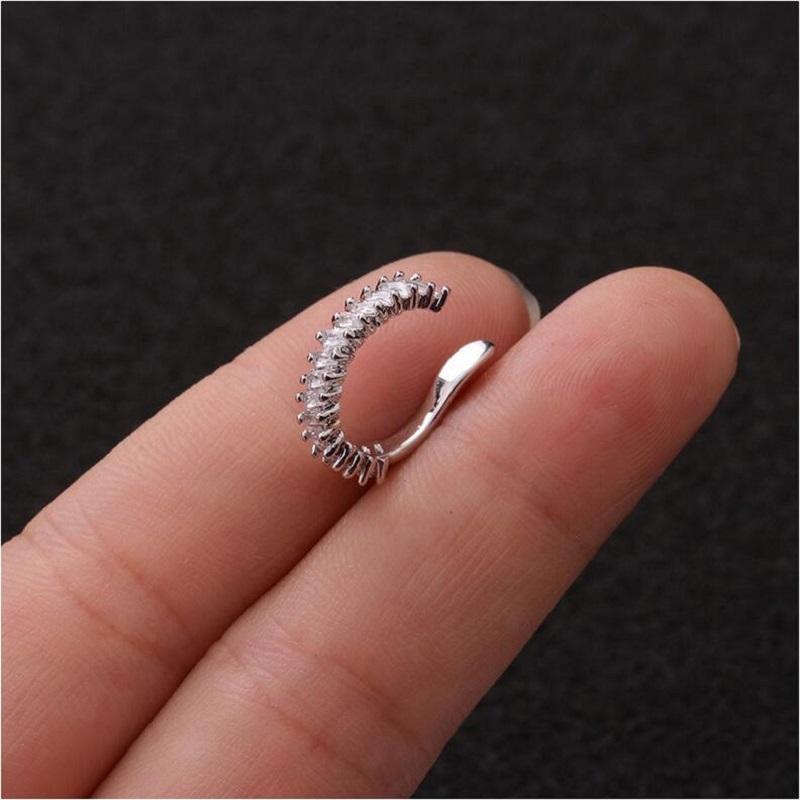 1 шт без пирсинга, блестящая нержавеющая сталь, хрящ, манжеты для ушей, кристалл, кубический циркон, зажим для ушей, ювелирные изделия