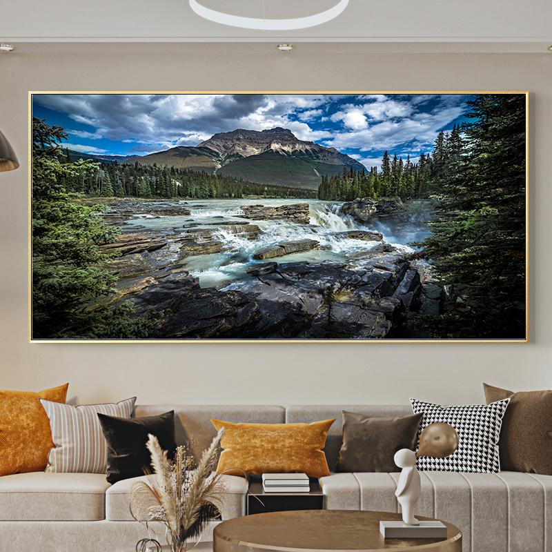 Национальный парк Джаспер, холст, картина, озеро с горным лесом, пейзаж, жикле, постеры, принты для декора стен гостиной
