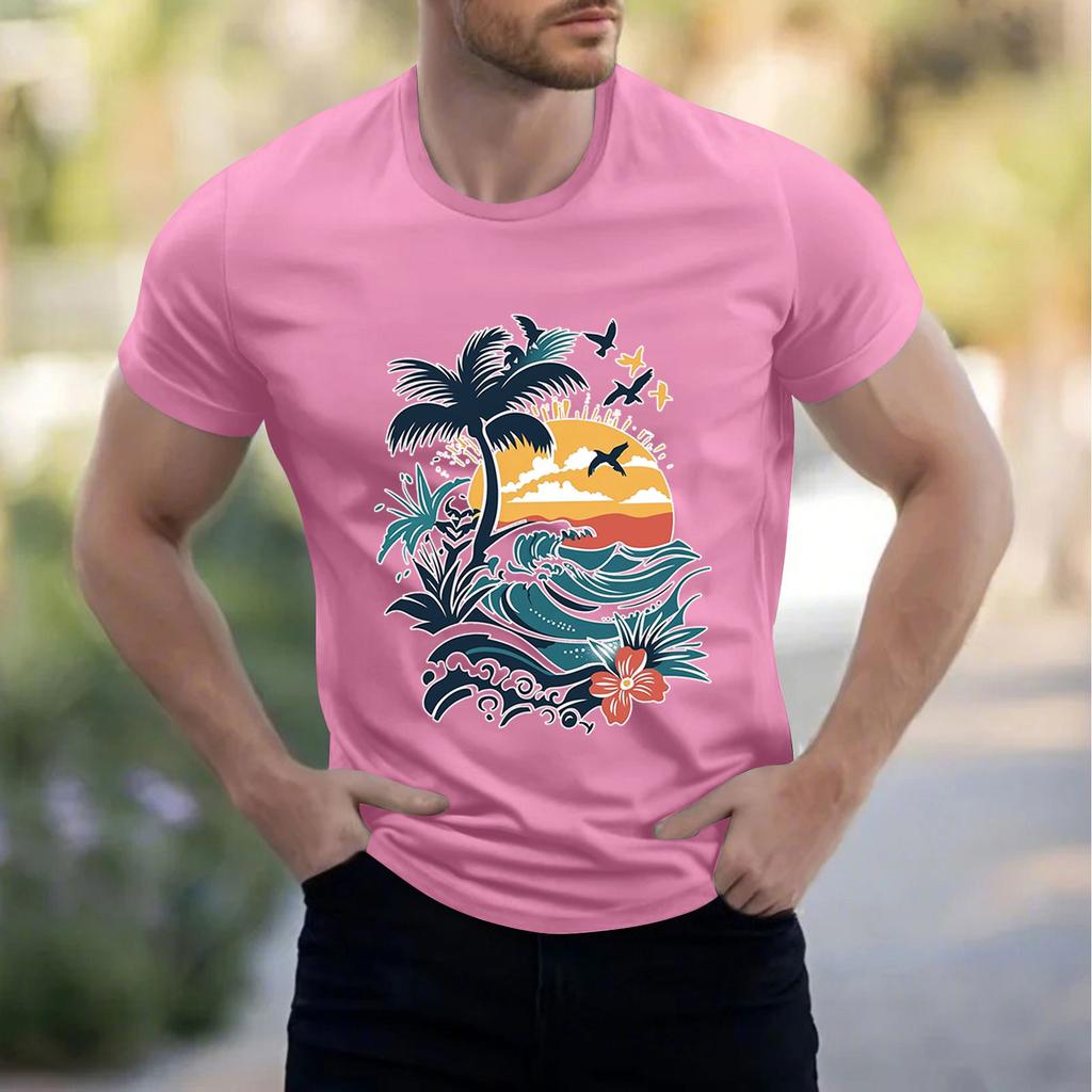 Men's Stand Collar Short Sleeve Shirt Loose Leisure Holiday Shirt Man