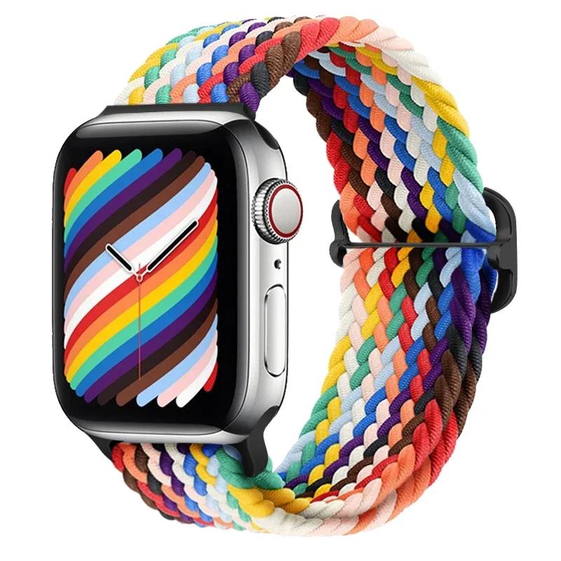 Плетеный ремешок Solo Loop для Apple Watch 10 Band 42 мм 46 мм 45 мм 44 мм 40 мм 9 8 7 6 5 4 SE 2 Регулируемый эластичный нейлоновый ремешок iWatch Ultra