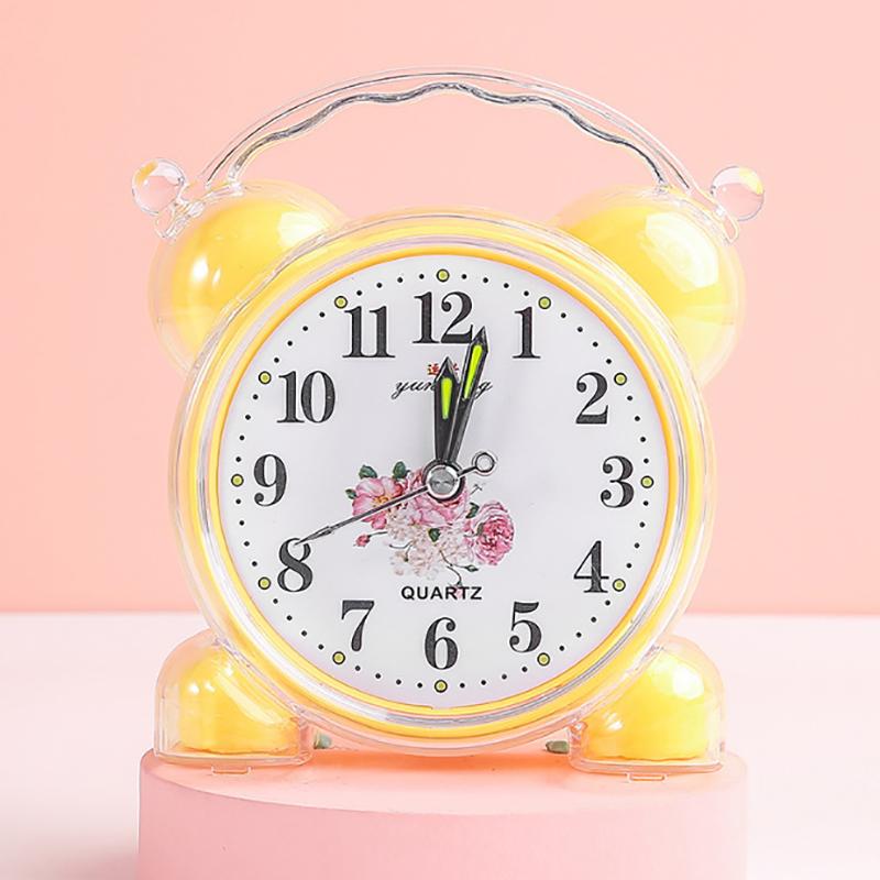 Для спальни, школы, офиса, пластиковый желтый/красный/синий/розовый/оранжевый, новый милый будильник 11,6x10,2 см, удобный