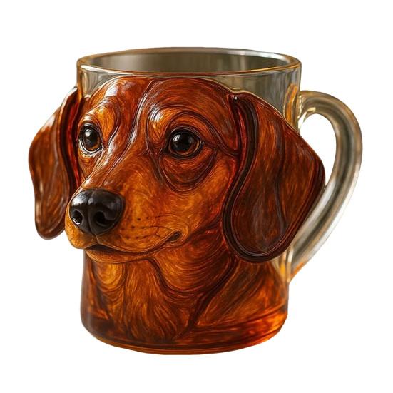 3D-морда собаки, стеклянная кружка, забавная чашка для воды, 11 унций, гравировка, креативный контейнер для напитков, забавный скульптурный стеклянный подарок для любителей собак