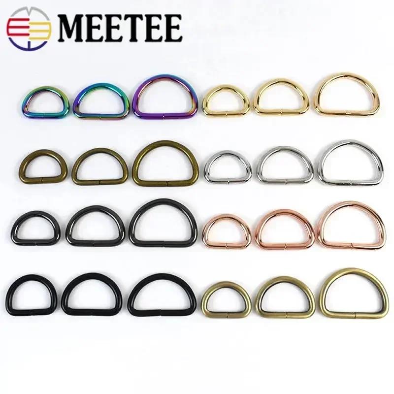 Meetee 10Pcs 13-50mm Metal Buckles Bag Strap O D Ring Buckle Backpack Belt Webbing Dog Collar Loop Clasp DIY Leather Accessories
