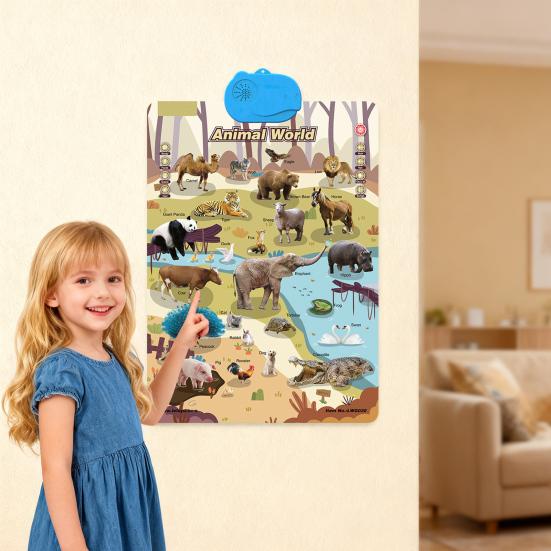 Электронная говорящая настенная таблица АБВ слова Животные Фрукты Транспорт Алфавит Обучающий плакат Таблица Малыши Интерактивная образовательная подвесная таблица Игрушка