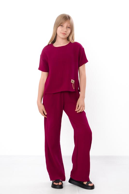 Teen Girls’ Muslin Set – Lightweight Blouse with Patch Detail & Loose Pants Summer 6433-118 HC