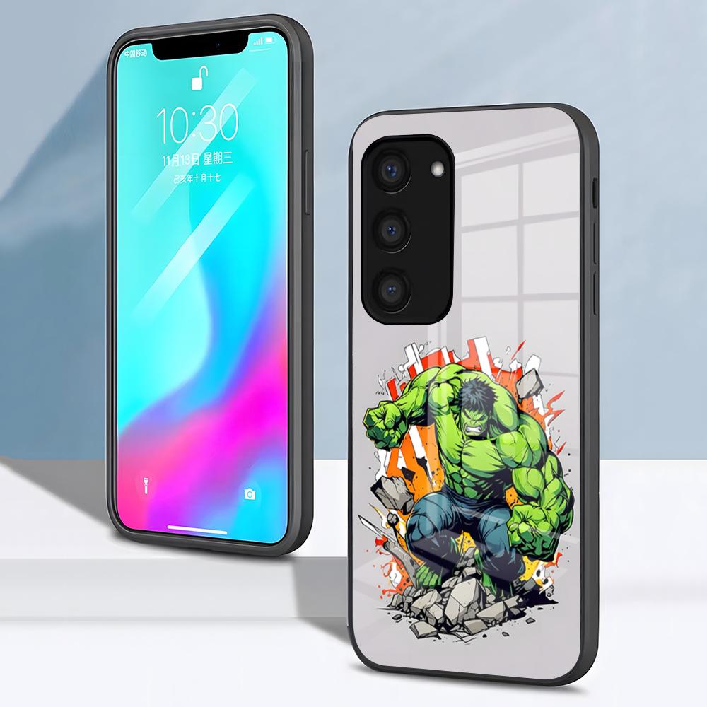 Superhero H-Hulk Phone Case For Samsung S26 S25 S24 FE S23 S22 S21 Plus S20 Ultra Note20Ultra Black Glass Cover