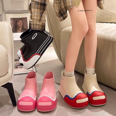 Милые резиновые сапоги для женщин, резиновые сапоги средней высоты, водонепроницаемая уличная садовая рабочая обувь для женщин, легкие резиновые сапоги из ЭВА