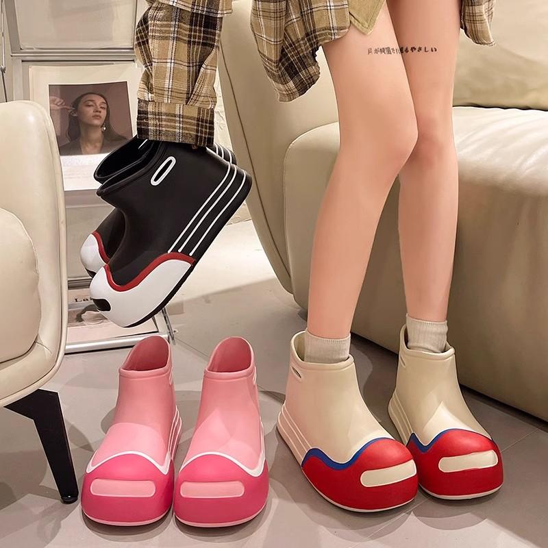 Милые женские резиновые сапоги Модные резиновые сапоги средней высоты Уличные водонепроницаемые садовые рабочие ботинки для женщин Легкие резиновые сапоги из ЭВА