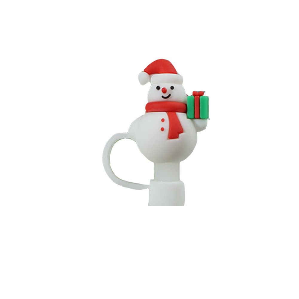 Cute Christmas Soft Drinking Straw Cap Dustproof Cover Silicone Straw Sleeve Dustproof Cap Straw Toppers Spill Proof Stopper