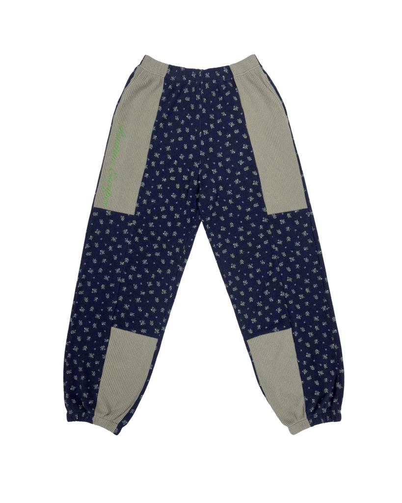 KASUAL MANUAL Flower Block Waffle Pants Navy