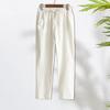 Women Pants Elastic Waist Adjustable Drawstring Solid Color Loose Fit Casual Trousers Wide Leg
