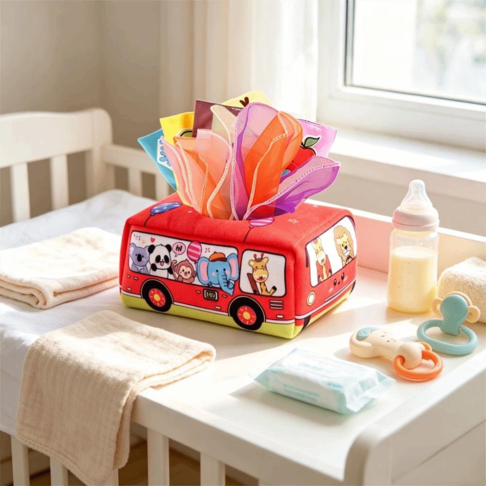 Interactive Baby Montessori Boxes Educational Infant Pull Along Tissue Box Toys Finger Exercising