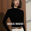 Женский вязаный топ Basic House с воротником-стойкой из смесовой шерсти