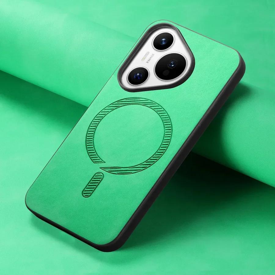 Для Pura 70 Ultra 70pro Plus Роскошный деловой кожаный чехол для беспроводной зарядки Magsafe Magnetic Huawei Pura 70 Pro+ Защитный бампер