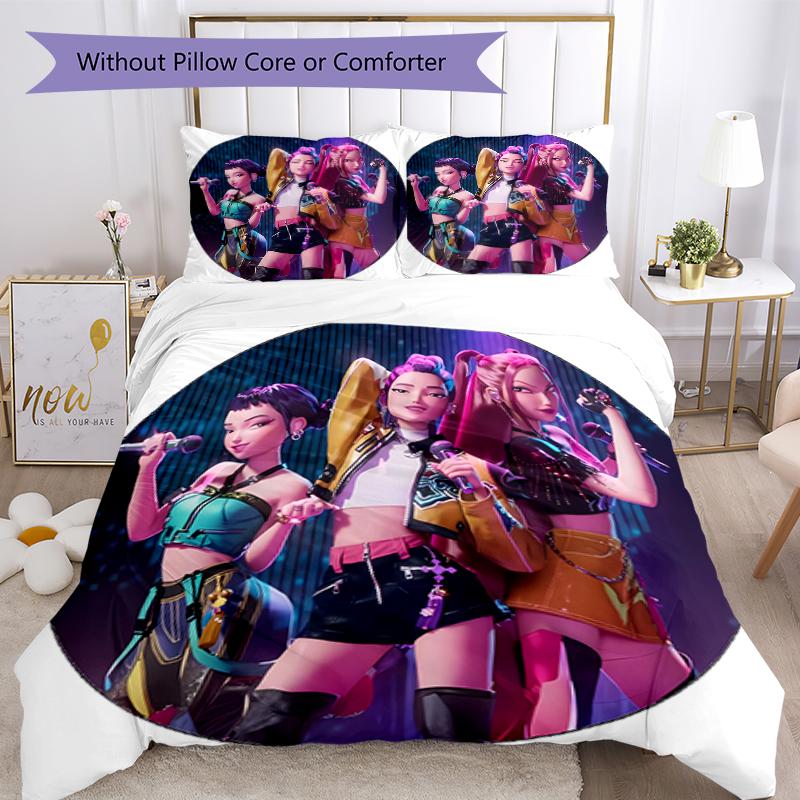 3pcs Kpop Hunter8 pattern bedding set duvet cover set includes duvet cover &pillowcases, perfect all season bedroom decoration & gift