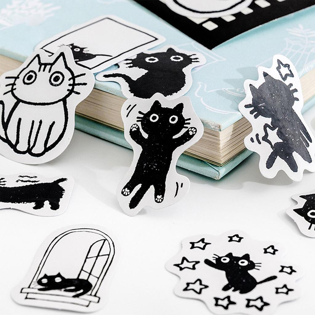 45pcs Cat Theme Sticker Self Adhesive DIY Kawaii Decorative Stickers for Calendar Notebook