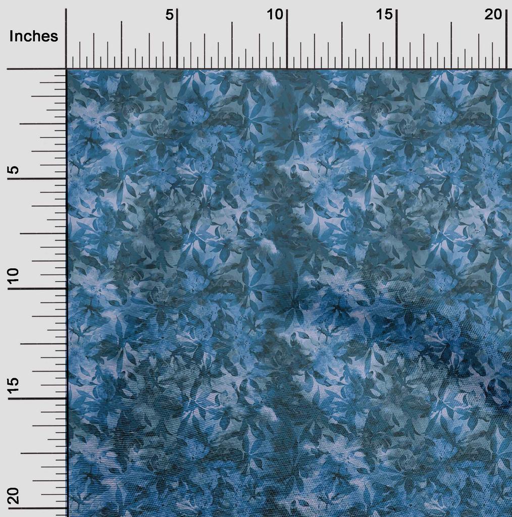 oneOone Cotton Poplin Blue Fabric Abstract Floral Quilting Supplies Print Sewing Fabric By The Yard 42 Inch