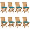 Day and Night - Day and Night Garden Chairs 8 Pcs Solid Teak Wood Light Blue Cushions